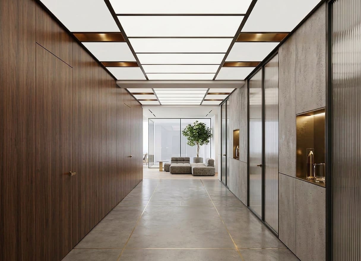 Светящиеся подвесные потолки‑острова K&R Design объединяют освещение и акустику в одном решении